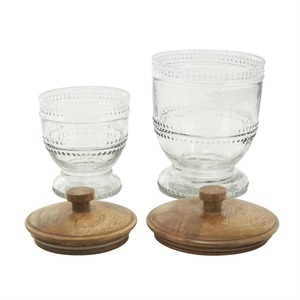 Venta al por Mayor de Frascos de Vidrio Transparentes Hechos a Mano con Tapas de Madera para Decoración de Mesa y Almacenamiento en el Hogar - Product Image 4
