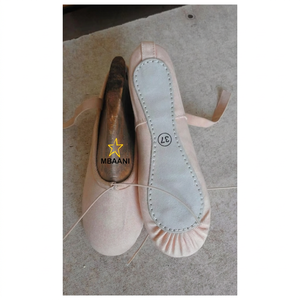 Zapatos de Ballet Suaves MBAANI, Parte Superior de Cuero Genuino, Calzado Plano para Entrenamiento de Danza, Talla 12 para Niñas - Product Image 4