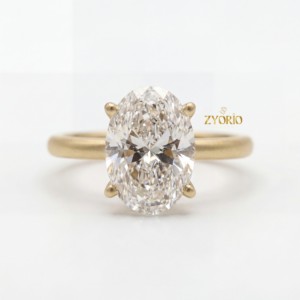 Impresionante Anillo de Compromiso de Diamante Cultivado en Laboratorio de Corte Ovalado de Dos Tonos, Oro Blanco de 14K, Joyería para Mujer para Aniversario de Bodas y Fiestas VS - Product Image 6