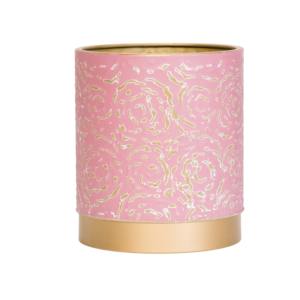 ถังขยะลายดอกไม้สีชมพูและสีทอง ถังขยะตกแต่งสวยงามสำหรับห้องนอน ห้องนั่งเล่น ใช้บนโต๊ะ ตกแต่งบ้าน และใช้เป็นของขวัญ - Product Image 6
