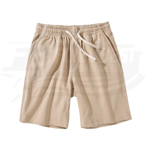 Pantalones Cortos Bermuda de Algodón de Color Sólido para Hombre, Cintura Elástica con Cordón, Estilo Casual, Tejido de Punto de Longitud Media - Product Image 5
