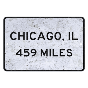 CIFbuy Insegna Personalizzata in Metallo Stile Vintage - Cartello Distanza Chicago, Souvenir Personalizzato per Viaggiatori, Servizio di Ritiro Disponibile - Product Image 1