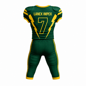Uniforme de Fútbol Americano para Hombre de Alta Calidad, Verde y Amarillo, Sublimado, Conjunto de Jersey y Pantalones, Número 7, Poliéster Transpirable - Product Image 3