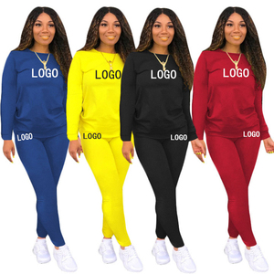 Women Two Piece Jogger <b>Set</b> Crew Neck Sweatshirt and Leggings Casual Streetwear Plus Size Custom Logo - Product Image 1