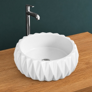 Lavabo de Sobremesa Redondo Moderno CIVIK con Grifo, Capacidad de 12L, Acabado Pulido, Desagüe para Baño - Product Image 2