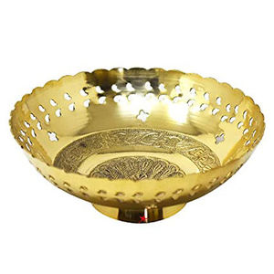Bol de service en métal décoratif de haute qualité, finition dorée, gravé, pour le chocolat, pour les fêtes, les restaurants - Product Image 1