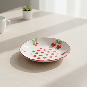 Plato Lateral de Porcelana Fina de Primera Calidad 3460985A-20, Nuevo, con Estampado de Flor de Poinsettia y Puntos - Product Image 4