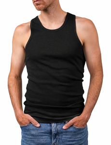 Men’s <b>Black</b> Sleeveless Tank Top Scoop Neck Slim Fit Breathable Stretch Lightweight Casual Gym Workout Bodybuilding Muscle <b>Vest</b> - Product Image 1
