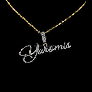 จี้ตัวอักษรฮิปฮอปเย็นแบบสั่งทำ925เงินชุบทอง1แถว1.5นิ้ว VVS Moissanite เพชรได้รับการรับรองสำหรับผู้ชายและผู้หญิง - Product Image 1