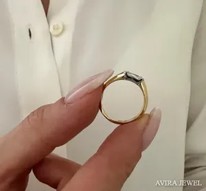 Anillo de Compromiso con Diamante Cultivado en Laboratorio, 1 CT, EF VVS, Corte Esmeralda, Sin Níquel, Oro Sólido de 10k, 14k, 18k, Blanco, Amarillo, Oro Rosa, para Mujer - Product Image 3