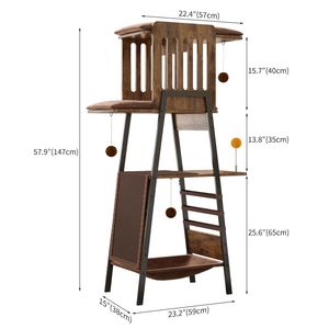 Moderna Torre per Gatti da 58 Pollici per Gatti di Taglia Grande, con Ampia Piattaforma e Amaca Rimovibile, Ideale per Maine Coon - Product Image 2