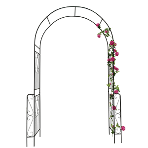 W55'' X H94.5 ''in metallo arco giardino esterno nero pergolato pergolato per piante rampicanti e supporto di Rose eleganti ornamenti da giardino - Product Image 1
