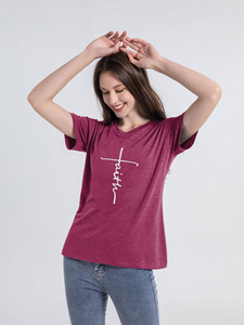 Camiseta de mujer con estampado personalizado, camiseta de verano de color sólido, camiseta informal de algodón para mujer, camiseta estampada elegante para mujer - Product Image 5