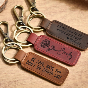 Personalized Leather Keychain Engraved <b>Key</b> Holder Custom Name Keychain Gift for Mom Dad Best Friend Christmas Gift - Product Image 4