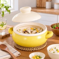 Pot de cuisson rond en terre cuite, couleur crème, 6L, fait main, pour cuisine