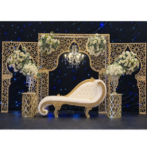 ฉากหลังงานเลี้ยงรับรองสไตล์อิมพีเรียลแบบตัดด้วยเลเซอร์ ผลิตตามสั่ง แผงตัดด้วยเลเซอร์สไตล์เมห์รับ โครงโลหะสีทองทันสมัยแบบตัดด้วยเลเซอร์ จากสหราชอาณาจักร - Product Image 1