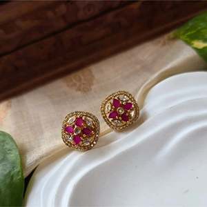 14K Gold Plated <b>Cute</b> Number Stud <b>Earrings</b> with Zircon and Pearl - Product Image 3