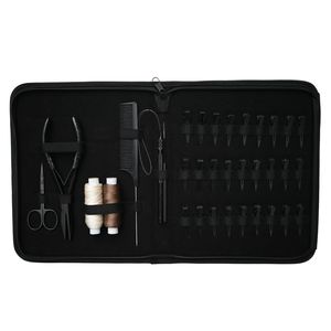 Professional Hair Extension Tool Kit for Salon Use with Beads Crimping Tool, <b>Loop</b> <b>Hook</b> Tool, Curved Needles <b>and</b> Wig Thread Set - Product Image 1