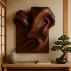 Sculpture murale en bois faite à la main dans un style Art déco unique, décoration sculptée pour anniversaire, pour la fête de l'inauguration de la maison, les festivals de Diwali - Product Image 5