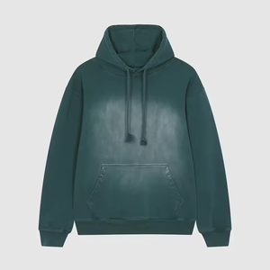 Sudadera con Capucha Verde Lavado Personalizada para Hombre, Ajuste Relajado, con Cordón, Bolsillo Canguro, Estilo Vintage Casual - Product Image 1