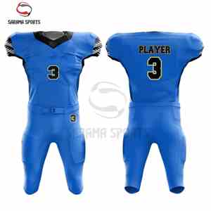 Ventes en gros d'uniformes de football américain personnalisés sublimés de haute qualité, 100% polyester respirant, anti-UV, grande taille, séchage rapide - Product Image 1