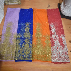 Suministro directo de fábrica de tela somalí George con bordado a mano estilo africano para vestidos de compromiso y novia para mujeres. - Product Image 1