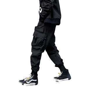 Pantalon cargo techwear pour homme, style urbain tactique, streetwear, hip hop, joggers multi-poches, pantalon à bretelles, style cyberpunk, noir - Product Image 3