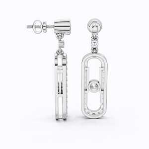 Pendientes Colgantes de Diamantes Cultivados en Laboratorio con Eslabones Ovalados, 0.65 CTW, Certificados por IGI, Oro Sólido de 14K, Baño de Rodio Blanco, Regalo de Lujo para Fiesta - Product Image 2