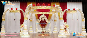 Mandap de Boda Indio con Diseño de Templo de Pavo Real, Último Modelo de Mandap de Boda con Pasillo, Pilares de Pavo Real, Mandaps de Madera Tallada para Bodas, Suministro en EE. UU. - Product Image 6