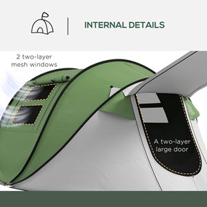 Tenda Pop-up Verde per 2-3 Persone con Veranda, Impermeabile 3000mm, Borsa per il Trasporto, per Campeggio ed Escursionismo - Product Image 6