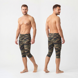Leggings Capri Homme à Taille Basse avec Cordon de Serrage, Collants de Sport Longueur Mollet pour Entraînement en Salle de Sport, Pantalon de Base 100% Polyester, Leggings de Yoga 3/4 pour Homme - Product Image 4