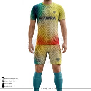 Ensemble uniforme de football MAWRA pour homme, manches courtes, col rond, couleur dégradée, sublimé, évacuation de l'humidité, coupe athlétique, toutes saisons - Product Image 2