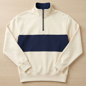 Sweat-shirt à col montant zippé 1/4 personnalisé pour homme, en molleton 100 % coton mi-lourd, à blocs de couleur, manches longues, idéal pour l'automne et l'hiver - Product Image 1