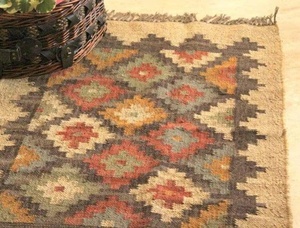 Alfombra Kilim Floral Hecha a Mano, de Lana y Acrílico, Ecológica, con Mechones Hechos a Mano, Rectangular, para Sala de Estar, Pelo Mediano, Base de Látex - Product Image 4