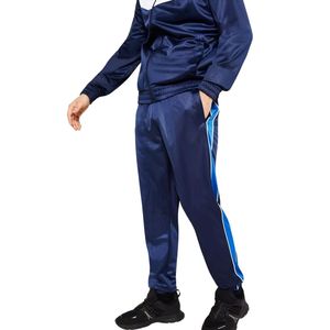 Tracksuit Running Suit 2 Piece Set Navy Blue Polyester Fleece White V Panel Full Zip Jacket And Slim Fit Jogger Trousers For Gym - Product Image 3