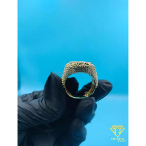 Anillo Deportivo de Plata 925 Premium con Diamante Cultivado en Laboratorio, Tono Dorado, Joyería de Lujo Brillante para Compradores Mayoristas - Product Image 3