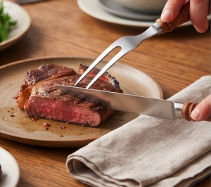<b>Wood</b> Handle Stainless Steel Flatware <b>Set</b> With Spoon Fork Knife For Catering <b>Kitchen</b> Use Traditional Design Dishwasher Safe - Product Image 5