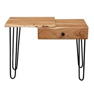 Modern Solid Mango Wood Living Room & Hotel Panel <b>Console</b> <b>Table</b> <b>with</b> Drawer Storage Durable Design and Iron Metal <b>Hairpin</b> <b>Legs</b> - Product Image 1