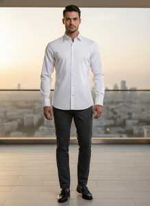 Camisa de Vestir para Hombre, Corte Entallado Premium, 100% Algodón Franela, Transpirable, Resistente a las Arrugas, Casual, Primavera, ODM - Product Image 5