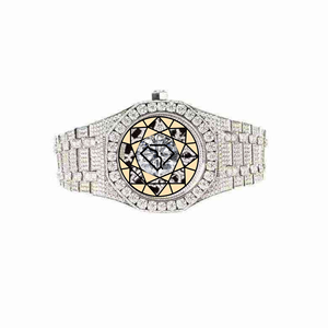 Luxury Round <b>Case</b> Lab Diamond Stainless Steel 46mm Full Pave Iced Out Quartz <b>Watch</b> Custom Hip Hop Wrist <b>Watch</b> Gift - Product Image 1