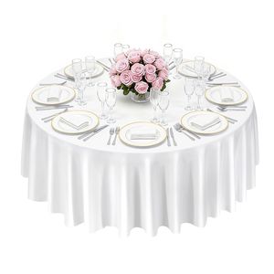 Lot de 6 nappes blanches en polyester lavables en machine, diamètre 120 pouces, résistantes aux taches et aux plis - Product Image 6