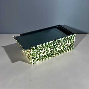 PearlVibe Artisan Tissue Holder – Luxury <b>Mother</b> of Pearl Shell Mosaic <b>Box</b> with Custom Pattern for Modern Decor from india - Product Image 2