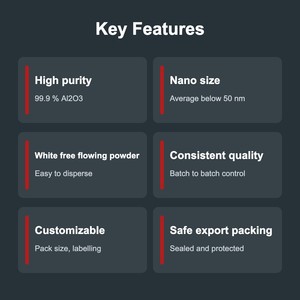 ผงอลูมิเนียมออกไซด์นาโนขั้นสูง 99.9% Al2O3 อนุภาคนาโนขนาดเฉลี่ย <50 นาโนเมตร สำหรับอุปกรณ์อิเล็กทรอนิกส์และสารกึ่งตัวนำ บรรจุภัณฑ์แบบกำหนดเอง - Product Image 3