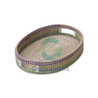 Paniers de service tressés en jonc de mer, bambou et rotin, style américain, multifonctionnels, pour mariage, vaisselle de cuisine, rangement, vente en gros