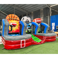 Module de jeu gonflable multisports sur mesure avec basketball, football et soccer pour le plaisir familial en plein air