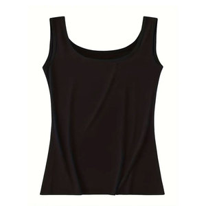 Débardeurs en tricot uni pour femmes, col rond, décontractés, respirants, longueur normale, 100% polyester - Product Image 3