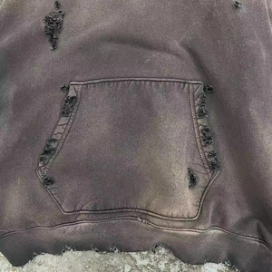 Sudadera con capucha para hombre, con cremallera, lavado ácido, 100% algodón, forro polar, estilo vintage, rasgada, informal, para invierno - Product Image 4