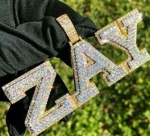 Pendentif Lettre Personnalisé Hip Hop de Luxe en Moissanite, Argent 925, Entièrement Sertie de Pierres, Bicolore, Certifié, Breloques Initiales Unisexe - Product Image 3