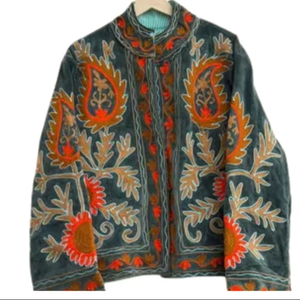 Factory Supply Suzani Floral Embroidered <b>Jacket</b> Cropped <b>Hippie</b> Coat Winter Warm Outerwear Women Trendy Top Product - Product Image 1