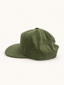Casquette de baseball unisexe en velours côtelé vert à 5 panneaux, chapeau d'extérieur avec broderie montagne et forêt - Product Image 4
